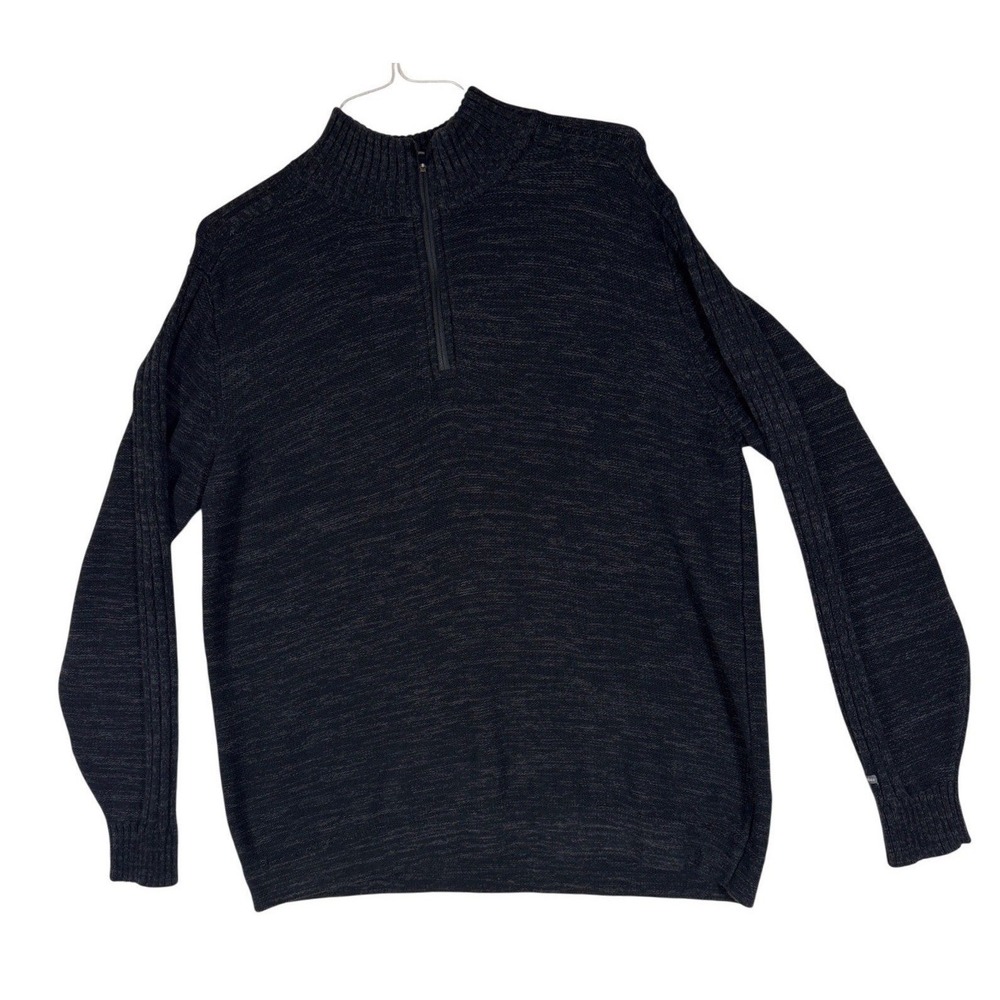 Columbia Mens XL Quarter Zip Sweater Charcoal Gray Marled Cotton Knit AM2901